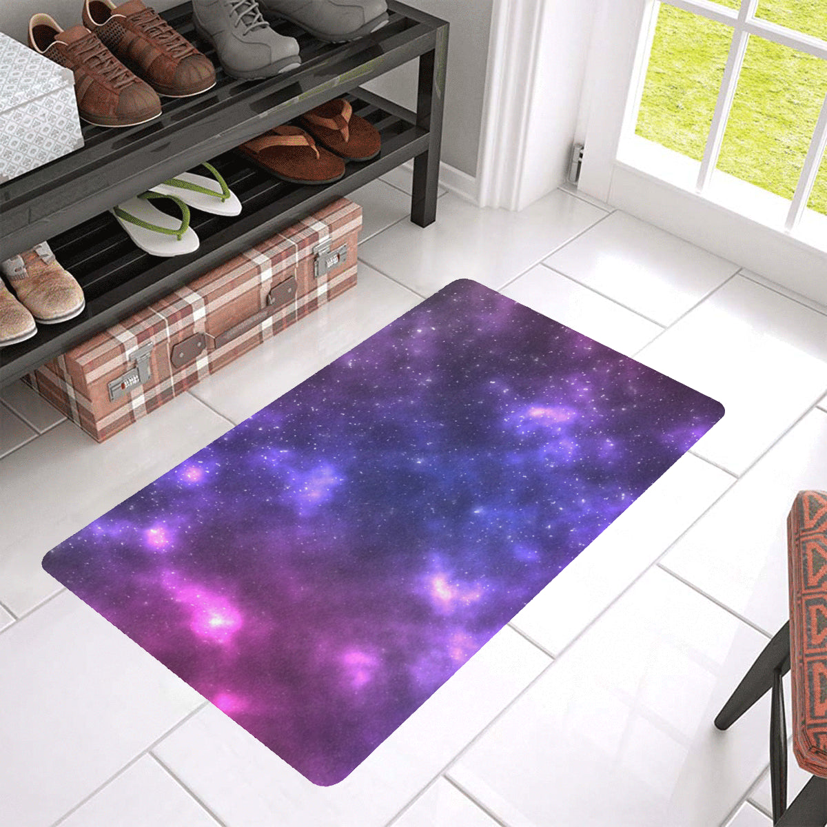 Celestial Purple Blue Galaxy Rubber Doormat