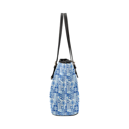 Swedish Print Pattern Leather Tote Bag