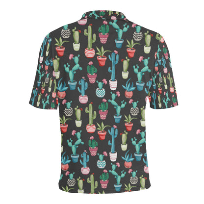 Cactus Pattern Print Design 02 Men Polo Shirt