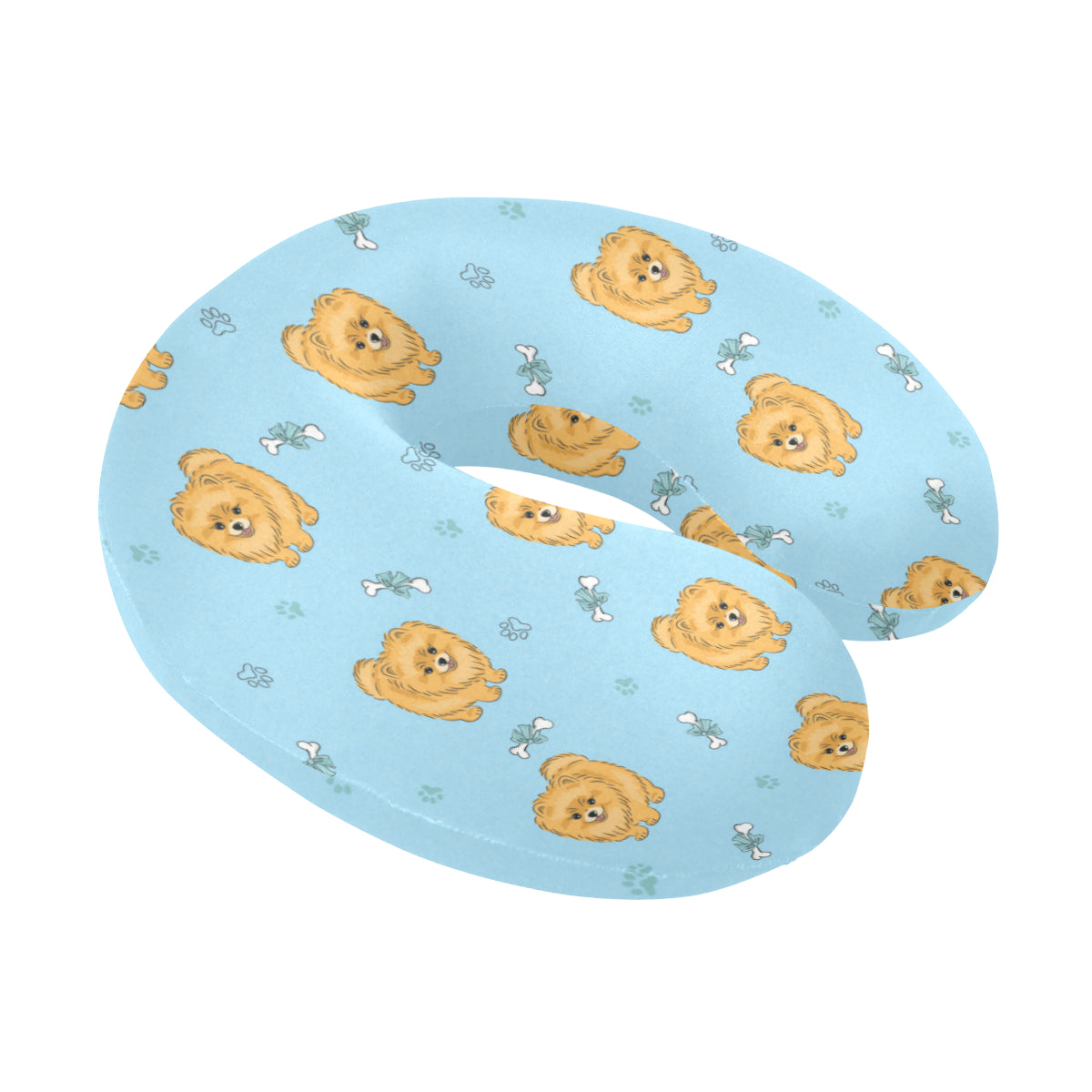 Pomeranians Pattern Print Design A03 U-Shaped Travel Neck Pillow