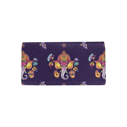 Ganesha Pattern Print Design 04 Women's Trifold Wallet