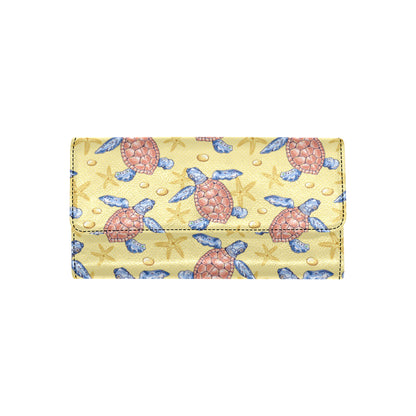 Sea Turtle Pattern Print Design T06 Women's Trifold Wallet