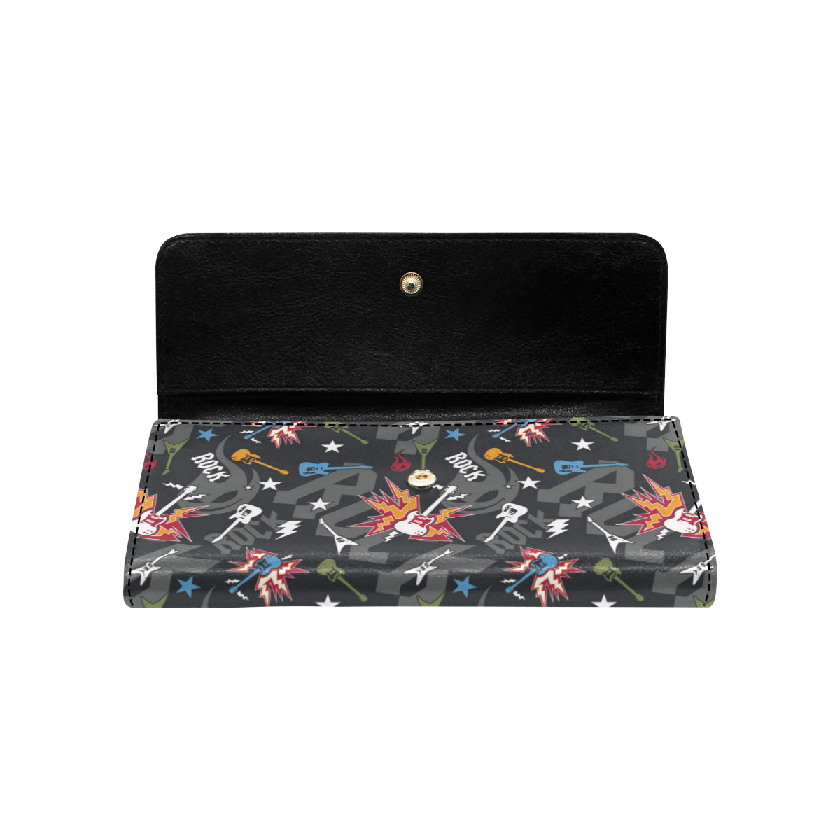 Rock and Roll Pattern Print Design A01 Women's Trifold Wallet
