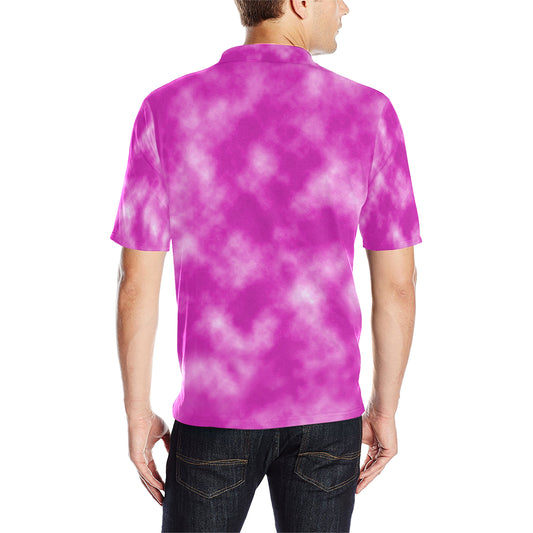 Tie Dye Pink Design Print Men Polo Shirt