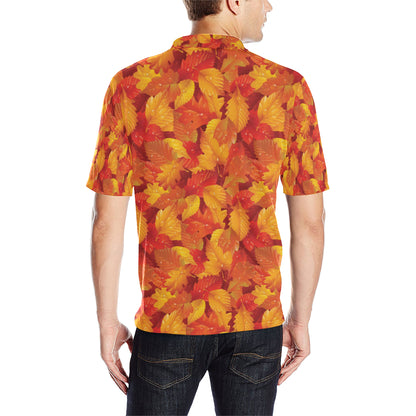 Elm Leave Autum Print Pattern Men Polo Shirt