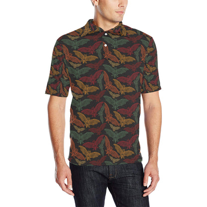 Bat Tribal Pattern Print Design 03 Men Polo Shirt
