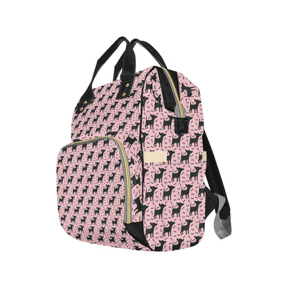 Chihuahua Pink Print Pattern Diaper Bag Backpack