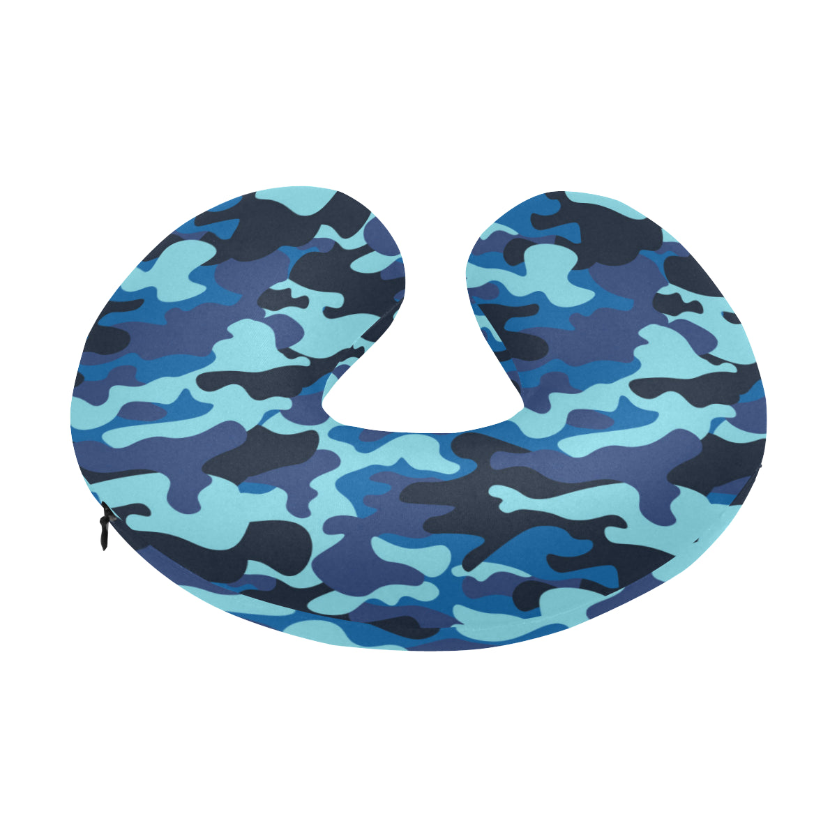 Camo Blue Pattern Print Design 04 U-Shaped Travel Neck Pillow