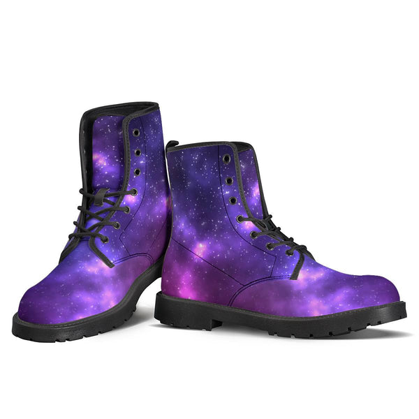 Celestial Purple Blue Galaxy Women Leather Boots - JTAMIGO