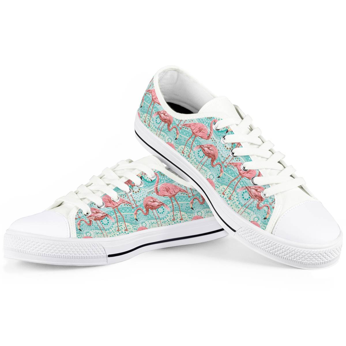 Flamingo Background Themed Print Women Low Top Shoes