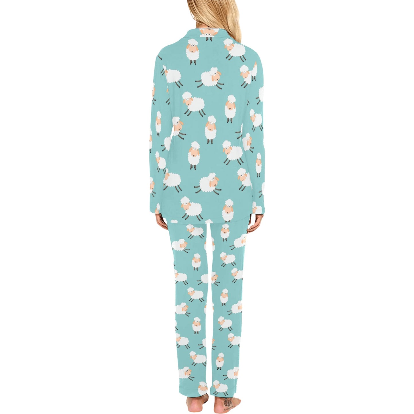 Sheep Print Design LKS406 Women's Long Pajama Set