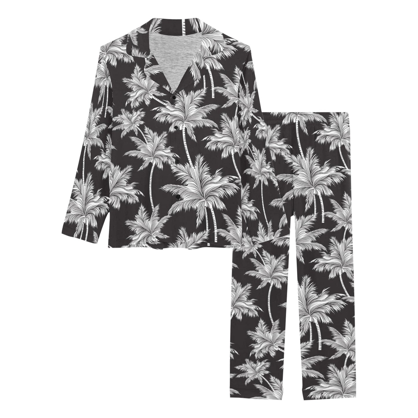 Palm Tree Pattern Print Design PT03 Women's Long Pajama Set