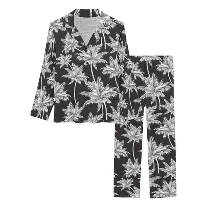 Palm Tree Pattern Print Design PT03 Women's Long Pajama Set