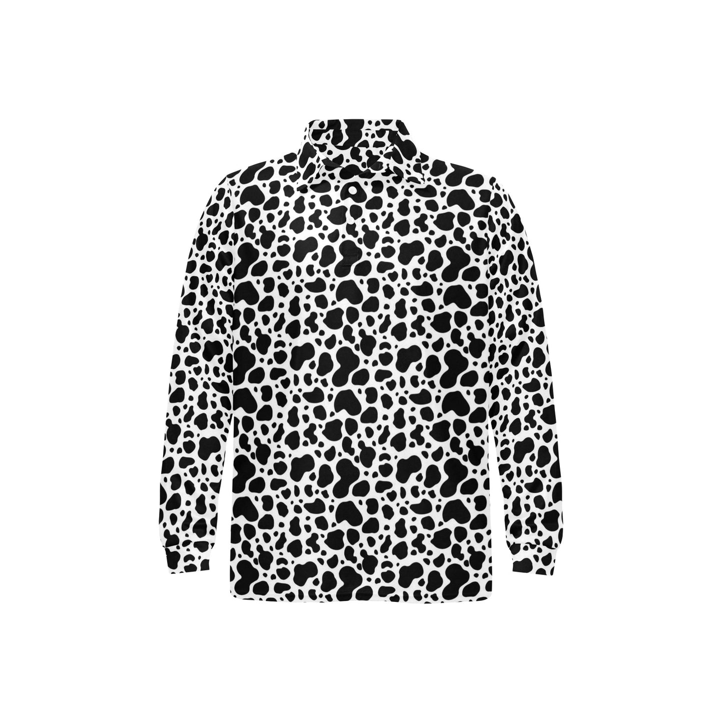 Cow Skin Pattern Print Design 04 Long Sleeve Polo Shirt For Men's
