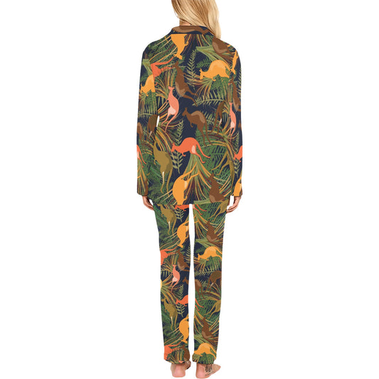 Kangaroos Pattern Print Design 07 Women's Long Pajama Set