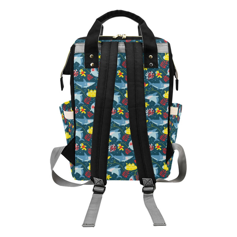 Scuba With Sharks Print Design LKS303 Diaper Bag Backpack