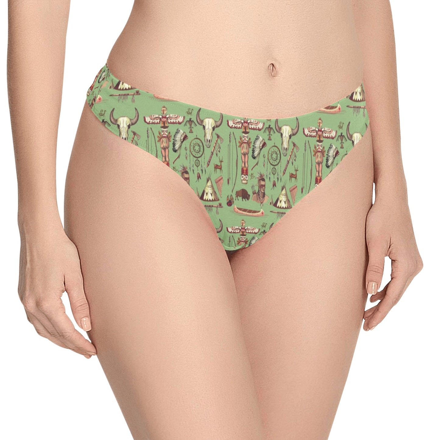 Native Indian Themed Design Print Women's Thongs
