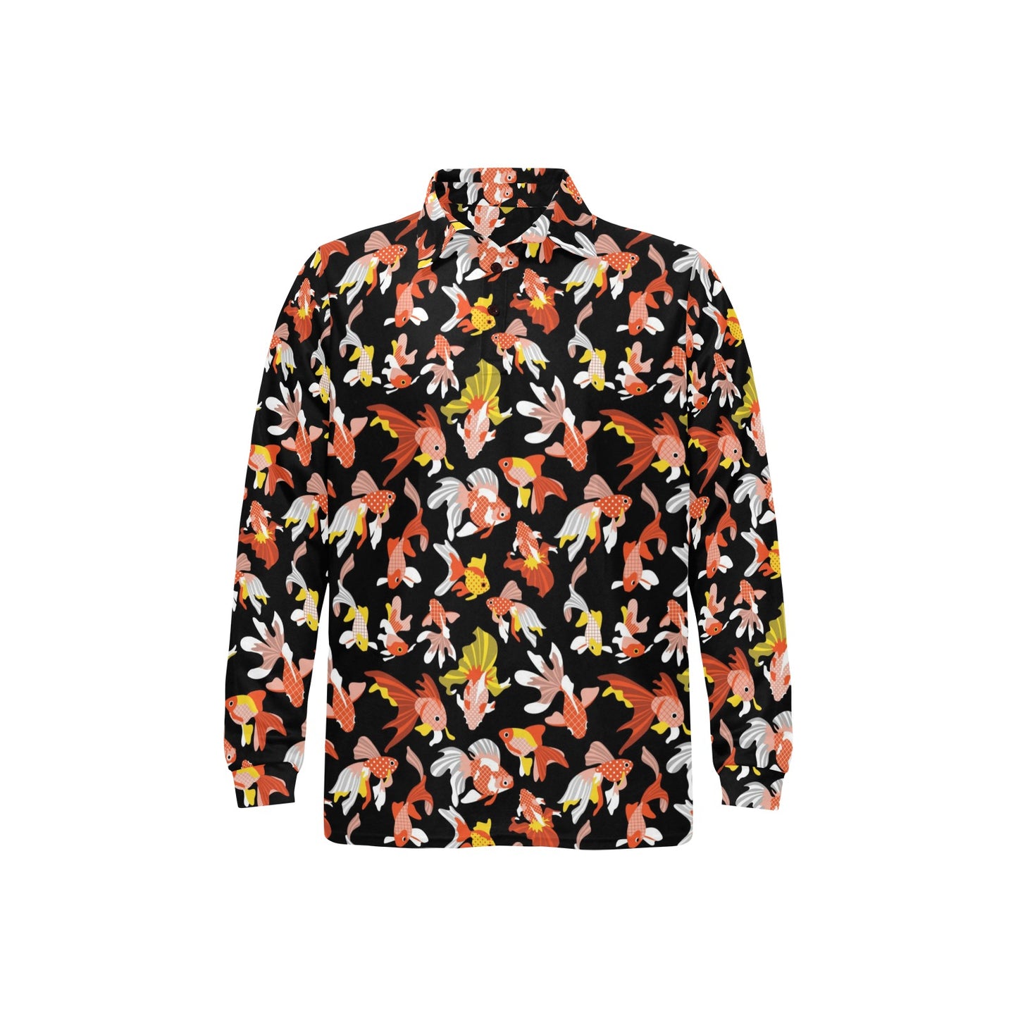 Goldfish Print Design LKS401 Long Sleeve Polo Shirt For Men's