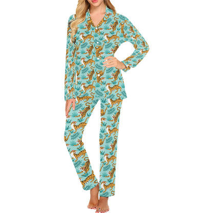Tiger Print Design LKS304 Women's Long Pajama Set