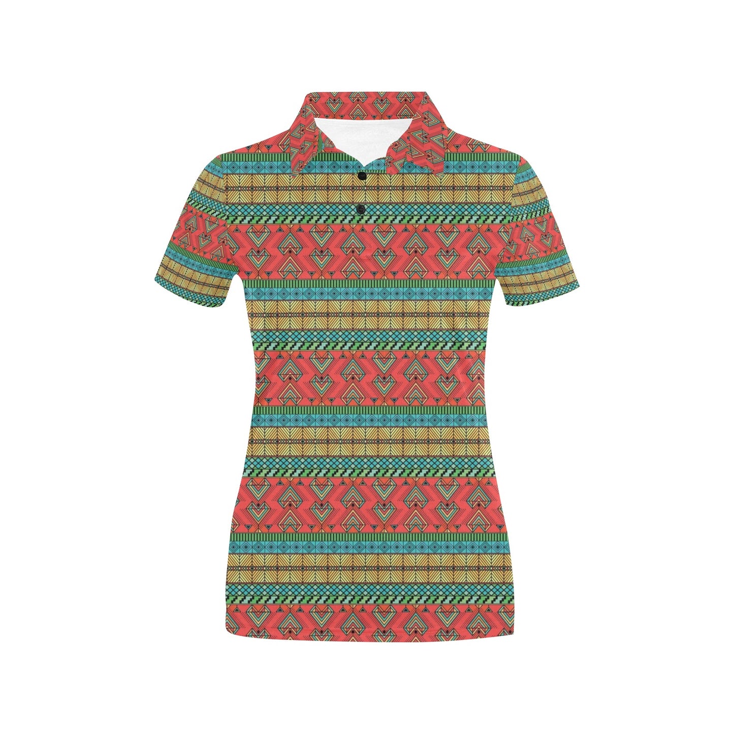 African Colorful Zigzag Print Pattern Women's Polo Shirt