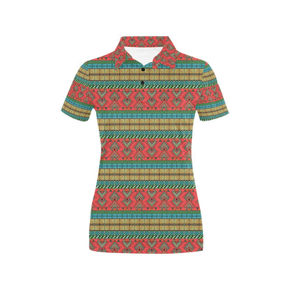African Colorful Zigzag Print Pattern Women's Polo Shirt