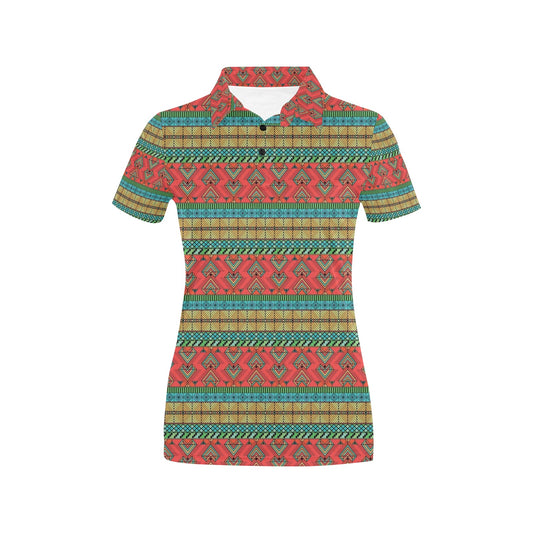 African Colorful Zigzag Print Pattern Women's Polo Shirt