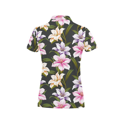 Lily Pattern Print Design LY01 Women's Polo Shirt