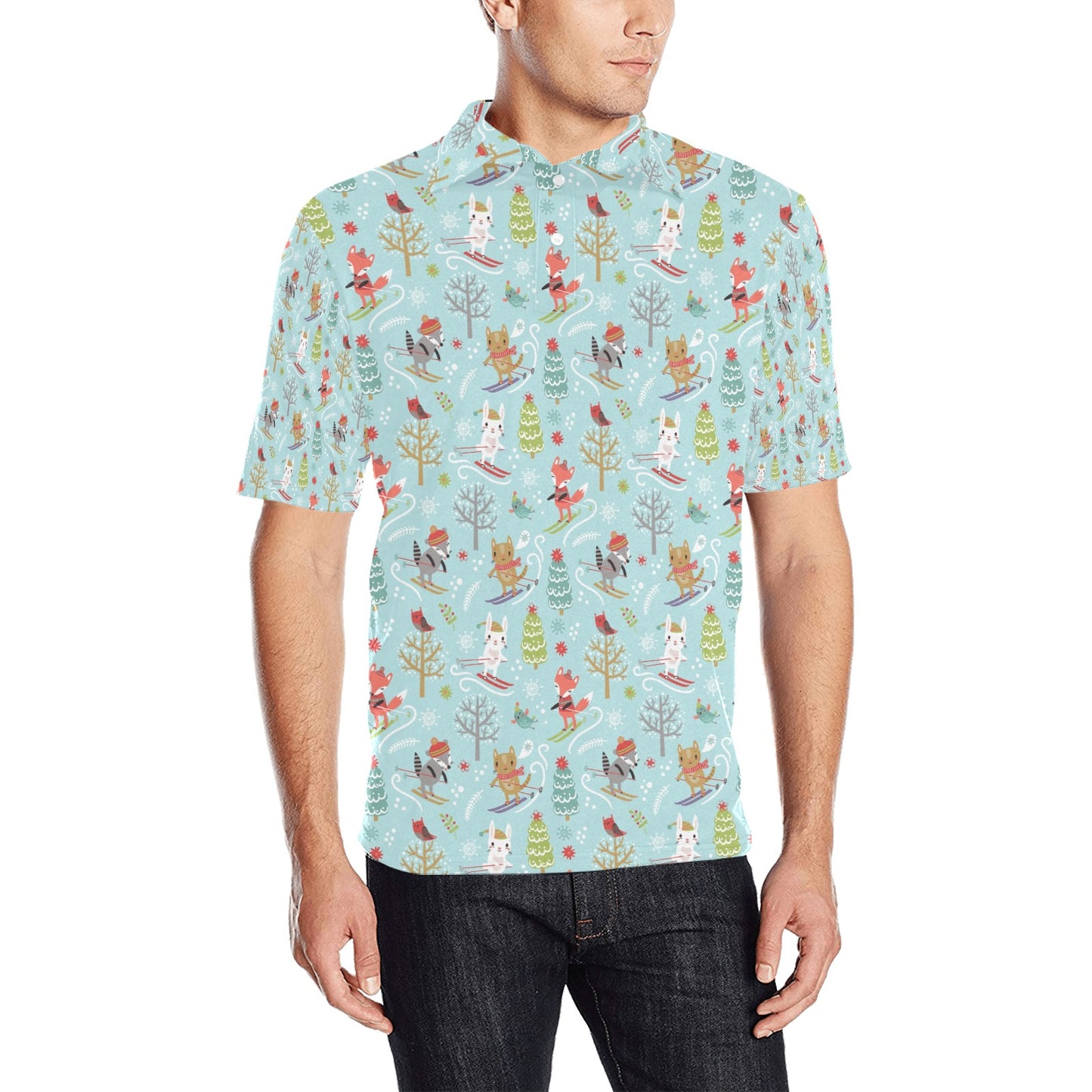 Ski Fox Cute Print Design LKS303 Men Polo Shirt
