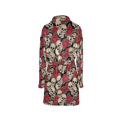 Skull And Roses Print Design LKS301 Women's Fleece Robe