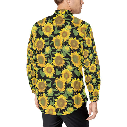 Sunflower Print Design LKS302 Men's Long Sleeve Dress Shirt