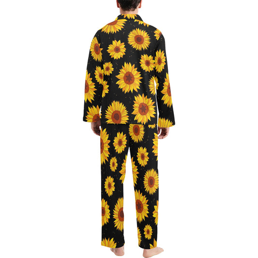 Sunflower Pattern Print Design SF09 Men's Long Pajama Set