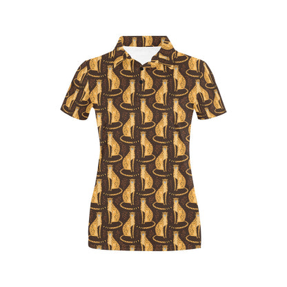 Cheetah Pattern Print Design 03 Women's Polo Shirt