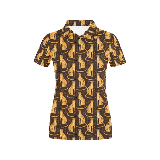 Cheetah Pattern Print Design 03 Women's Polo Shirt