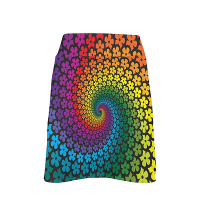 Flower Power Rainbow Spiral Print 17" Golf & Pickleball Skort with Pockets