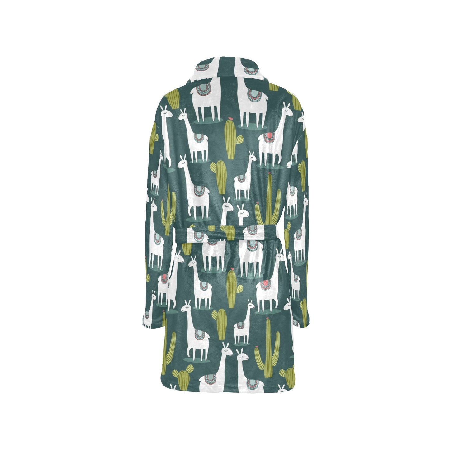 Llama Cactus Pattern Print Design 02 Women's Fleece Robe