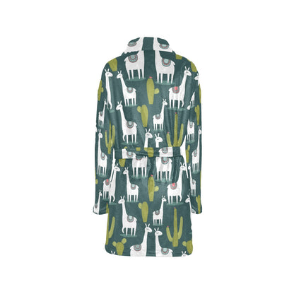Llama Cactus Pattern Print Design 02 Women's Fleece Robe