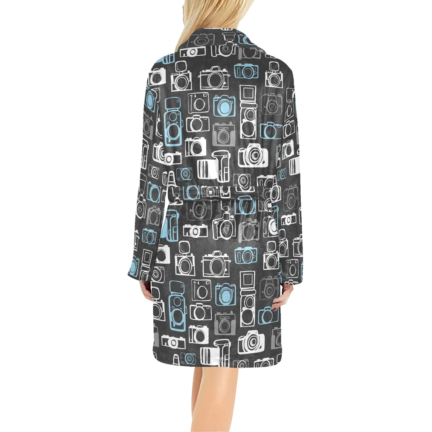 Camera Pattern Print Design 04 Women's Fleece Robe