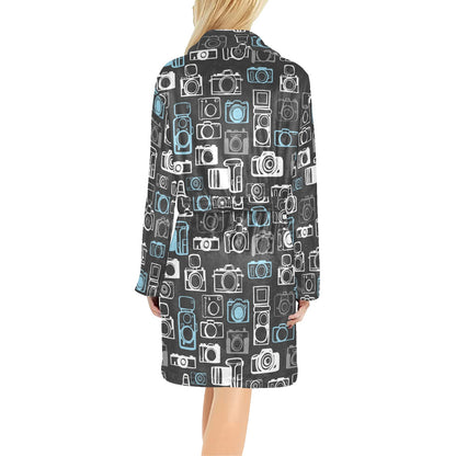 Camera Pattern Print Design 04 Women's Fleece Robe