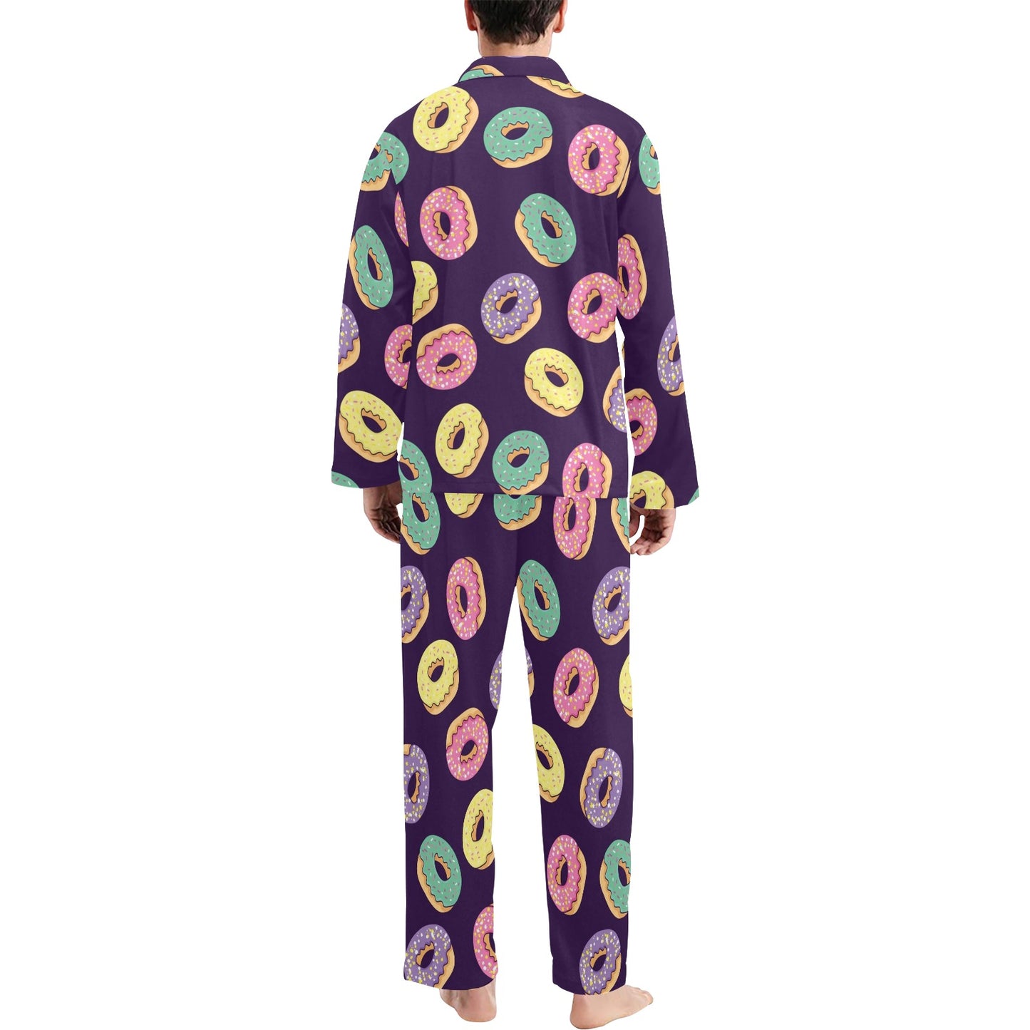 Donut Pattern Print Design DN08 Men's Long Pajama Set