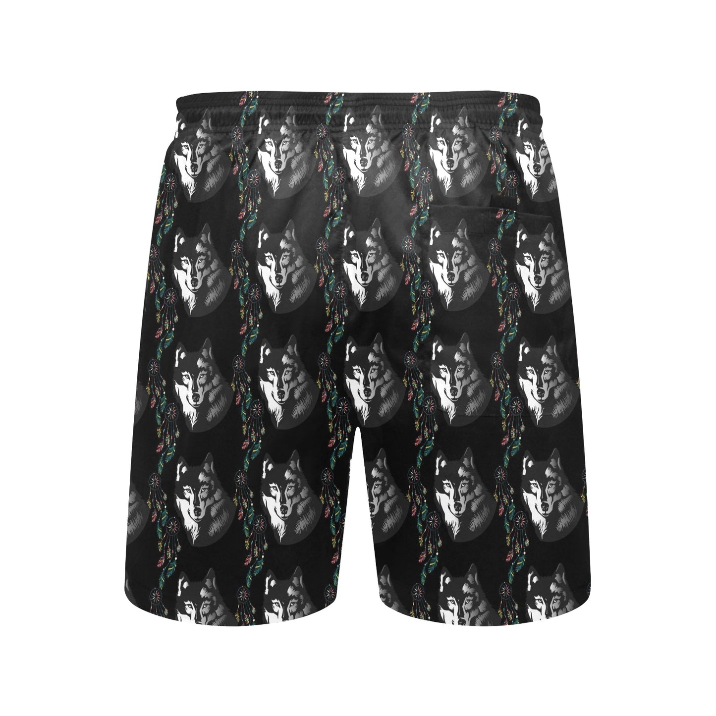 Wolf Black Dream Catcher Design Print Men's Swim Trunks Beach Shorts
