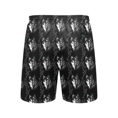 Wolf Black Dream Catcher Design Print Men's Swim Trunks Beach Shorts