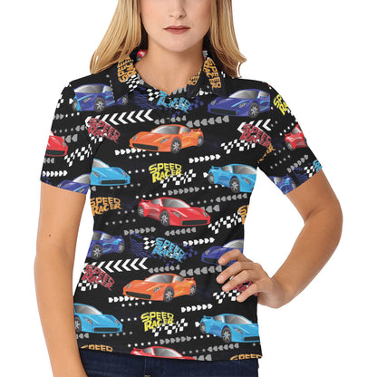 Racing Pattern Print Design A05 Women's Polo Shirt