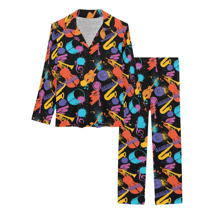 Saxophone Print Design LKS406 Women's Long Pajama Set