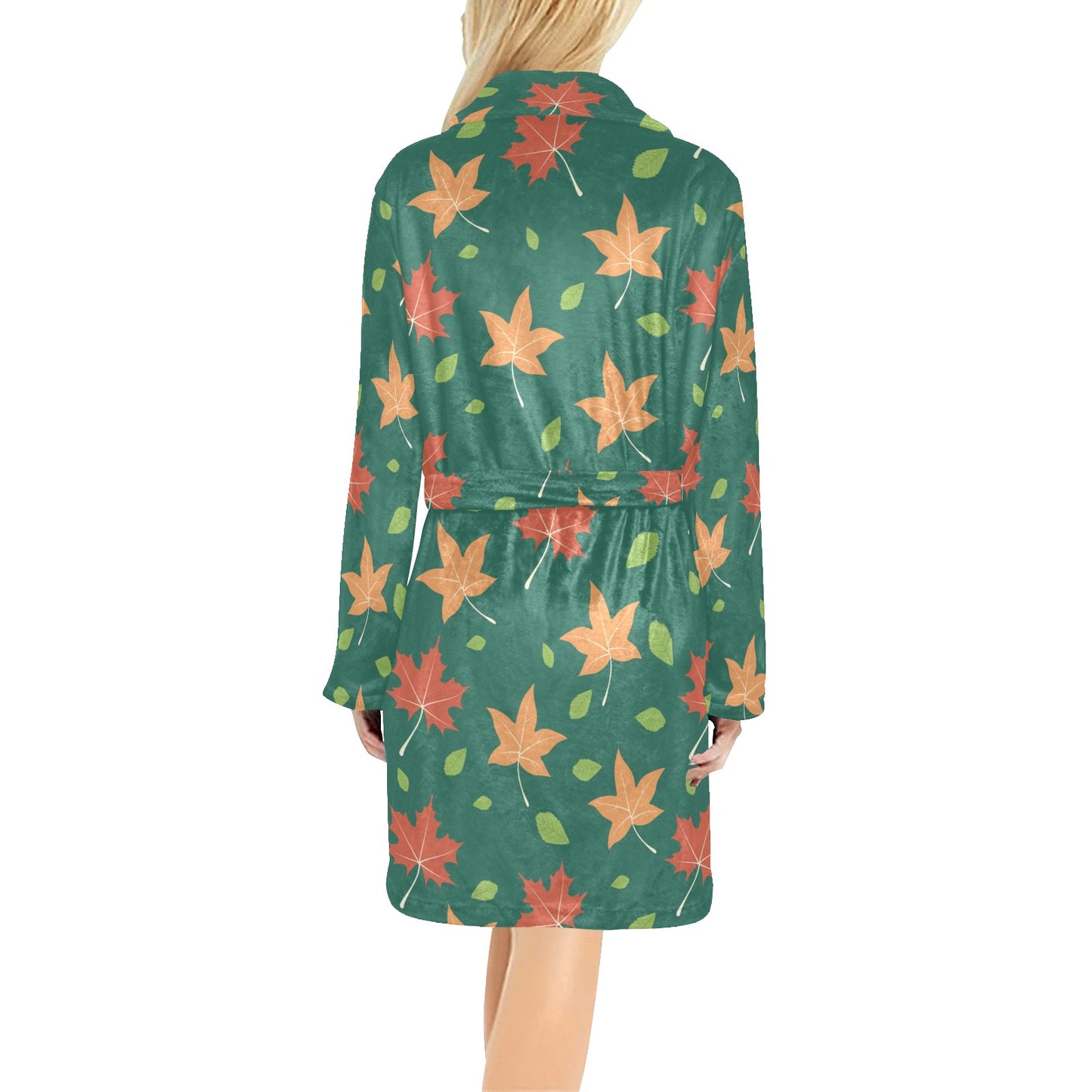 Maple Leaf Pattern Print Design 04 Women's Fleece Robe