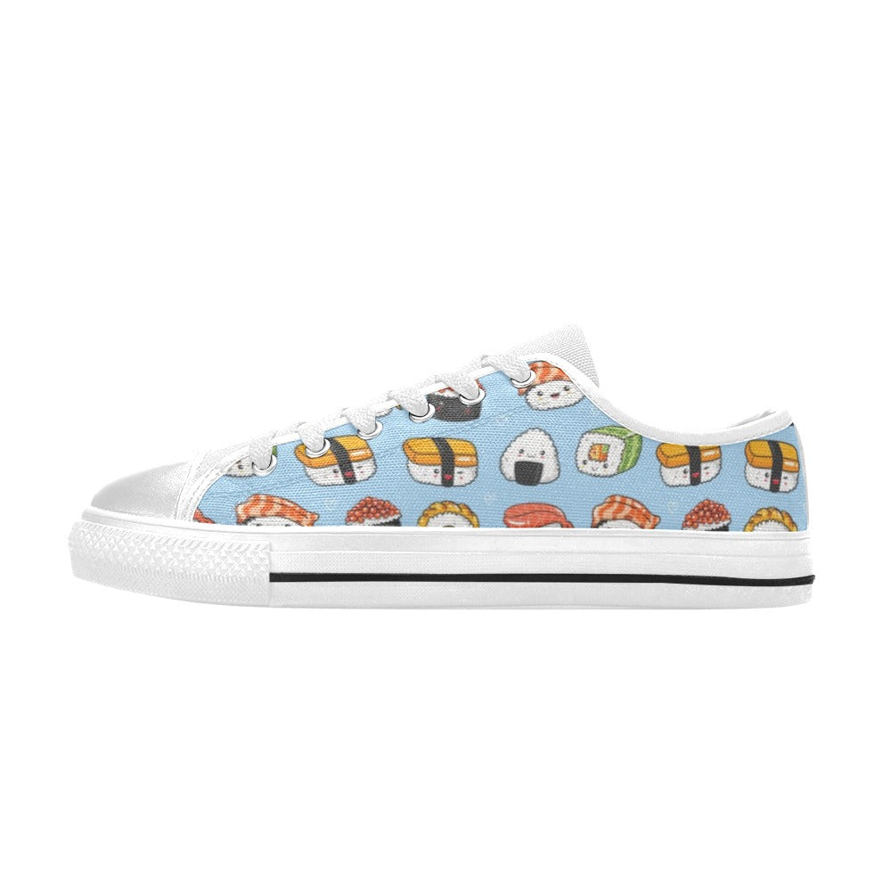 Sushi Print Design LKS303 Women's White Low Top Shoes