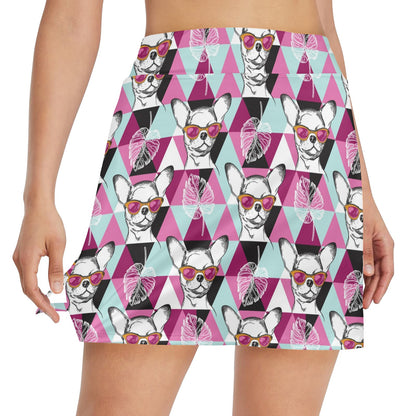 Chihuahua Cute Triangle Pattern 17" Golf & Pickleball Skort with Pockets