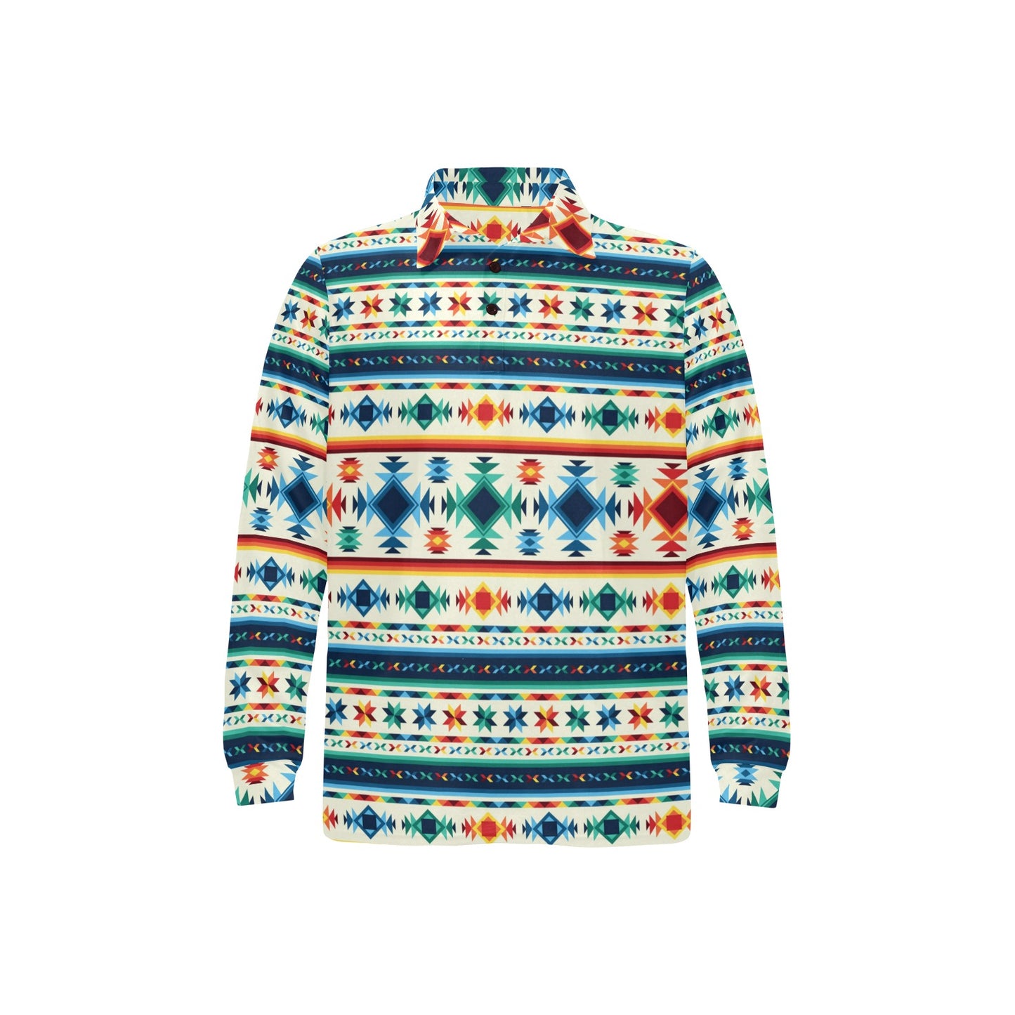 Aztec Pattern Print Design 02 Long Sleeve Polo Shirt For Men's