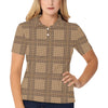 Houndstooth Brown Pattern Print Design 04 Women's Polo Shirt