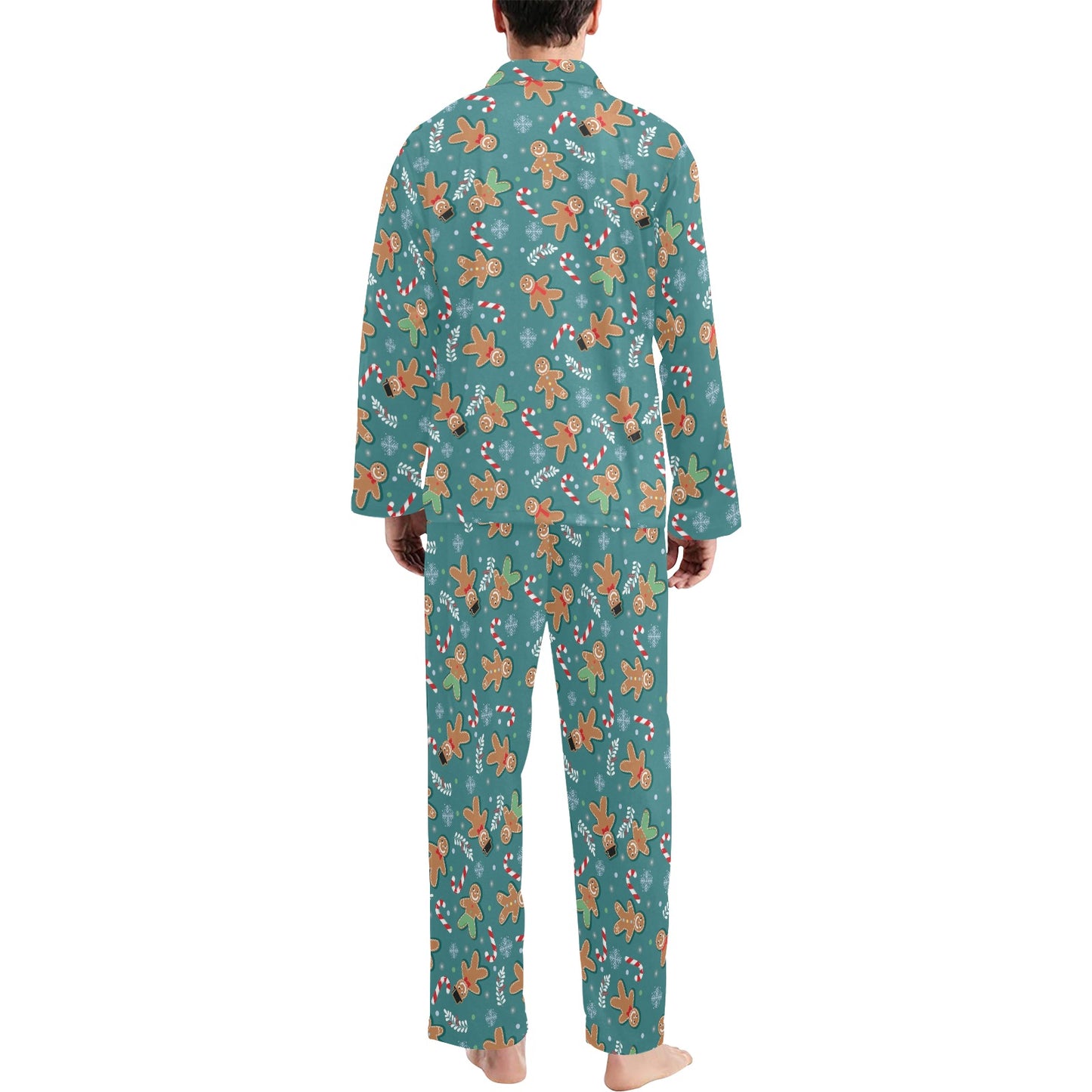 Gingerbread Pattern Print Design 05 Men's Long Pajama Set