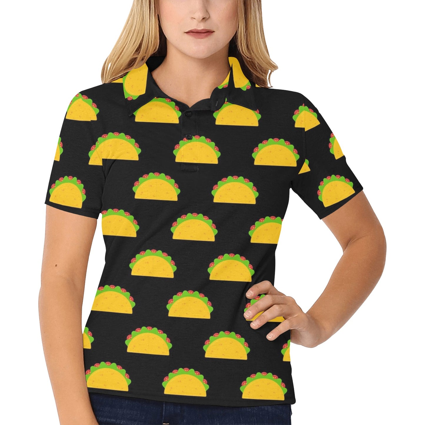 Taco Pattern Print Design TC06 Women's Polo Shirt